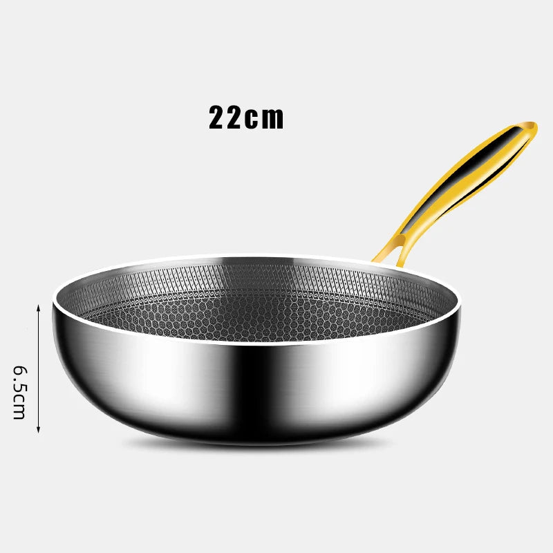 316 Stainless Steel Non-Stick Frying Pan Wok for Kitchen