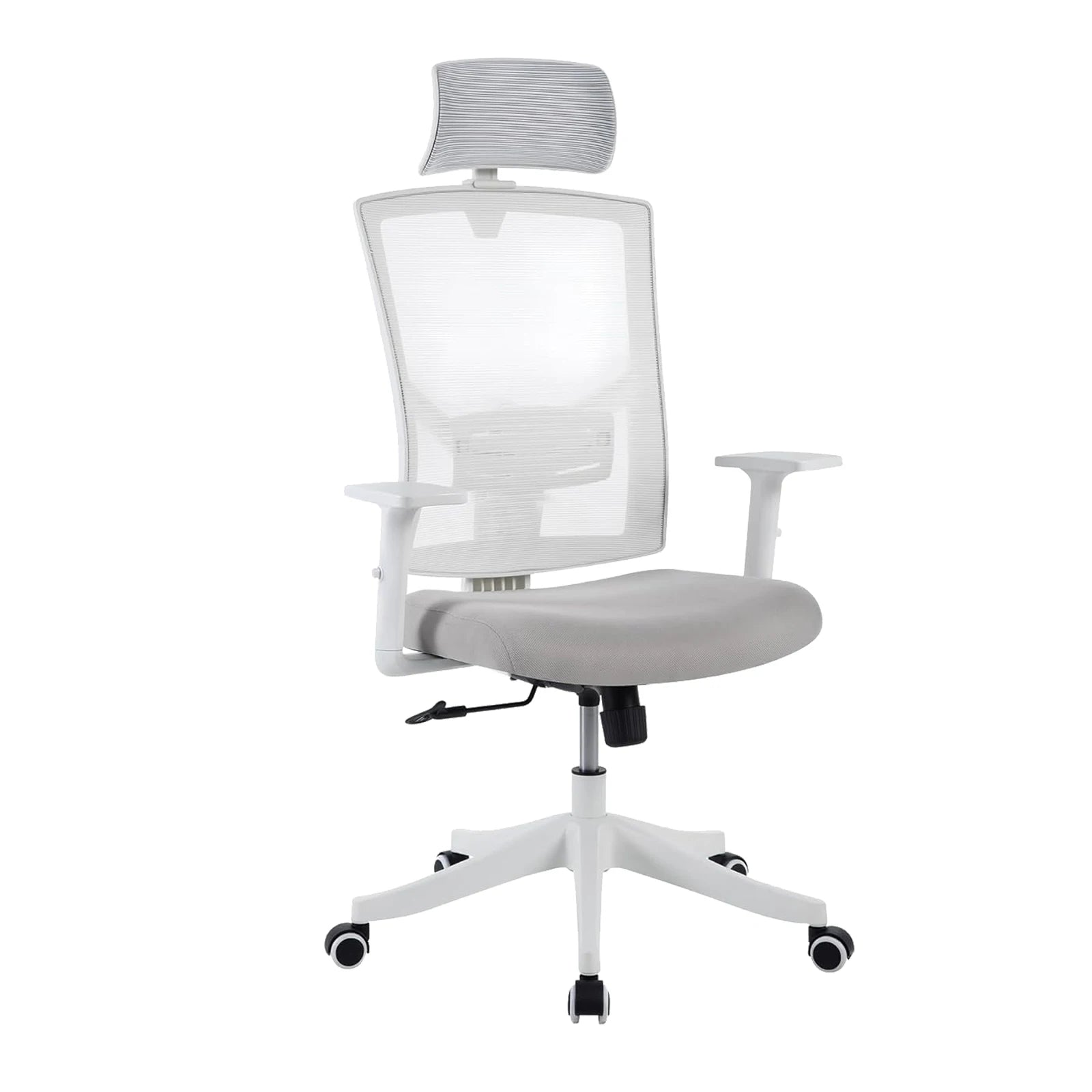 White Ergonomic Mesh Office Chair with Headrest