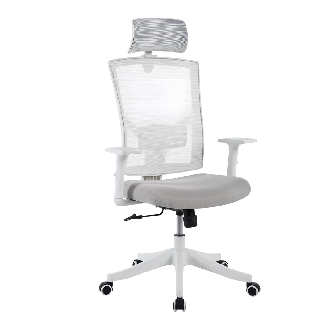 White Ergonomic Mesh Office Chair with Headrest