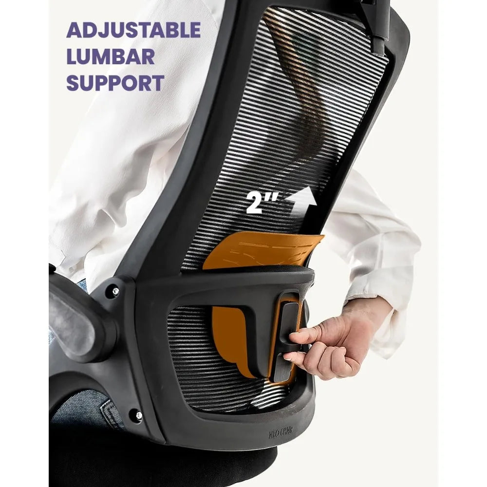 NEO CHAIR Ergonomic Adjustable Home Office Desk Chair High Back Computer Gaming Mesh Chair Comfy Task Adjustable Arms Lumbar