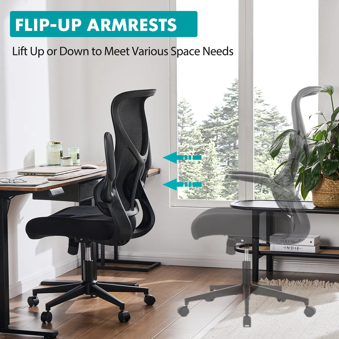 Ergonomic Mesh Office Chair with Flip-Up Arms