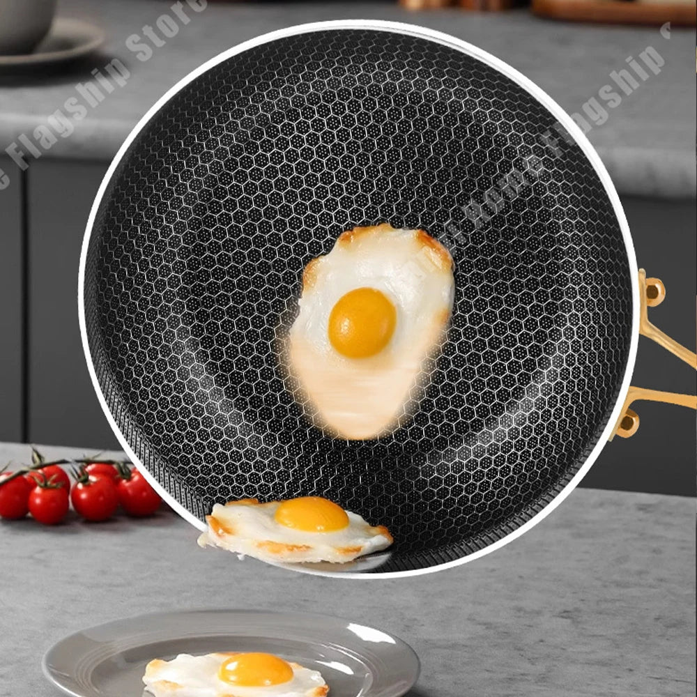 316 Stainless Steel Non-Stick Frying Pan Wok for Kitchen