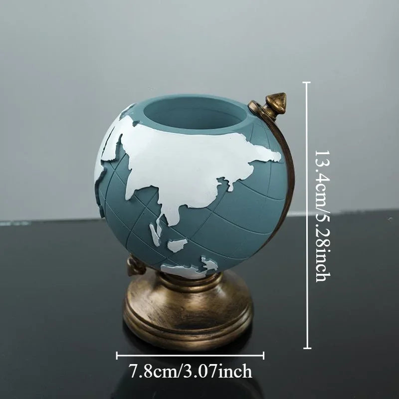 Globe Pen Holder Resin Desk Organizer for Office & Home