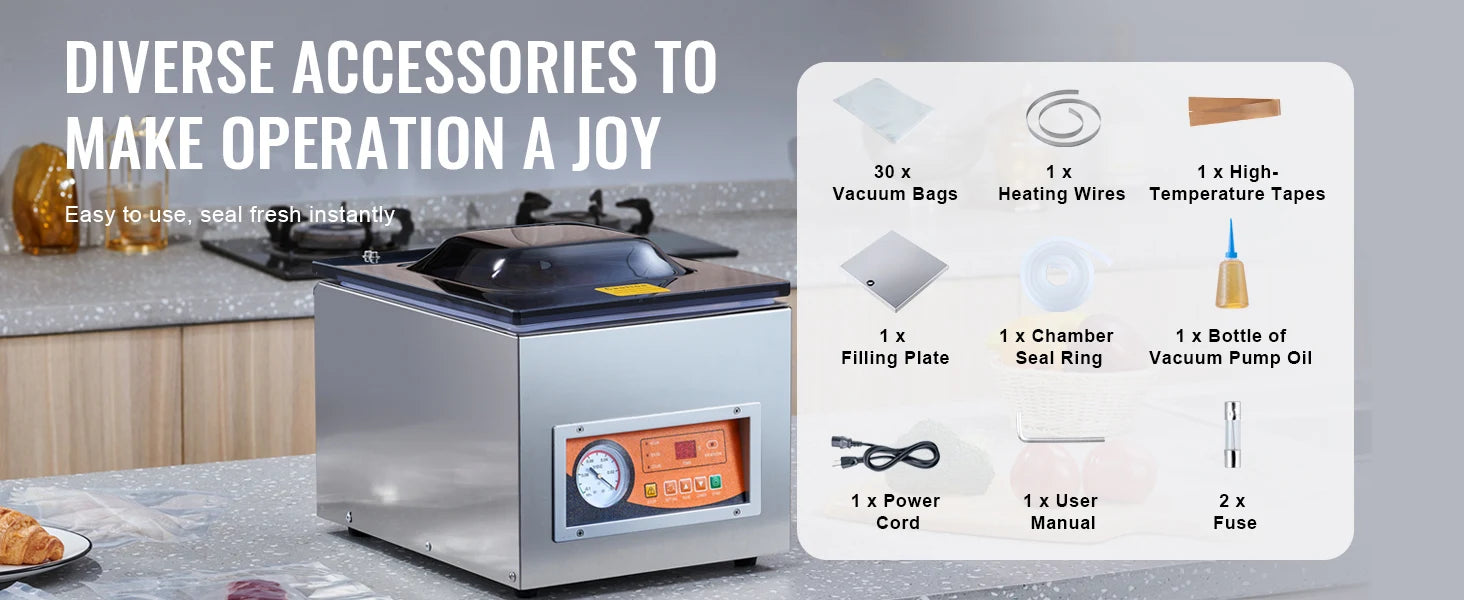 SucceBuy DZ-260S Vacuum Sealer 260W for Wet & Meat