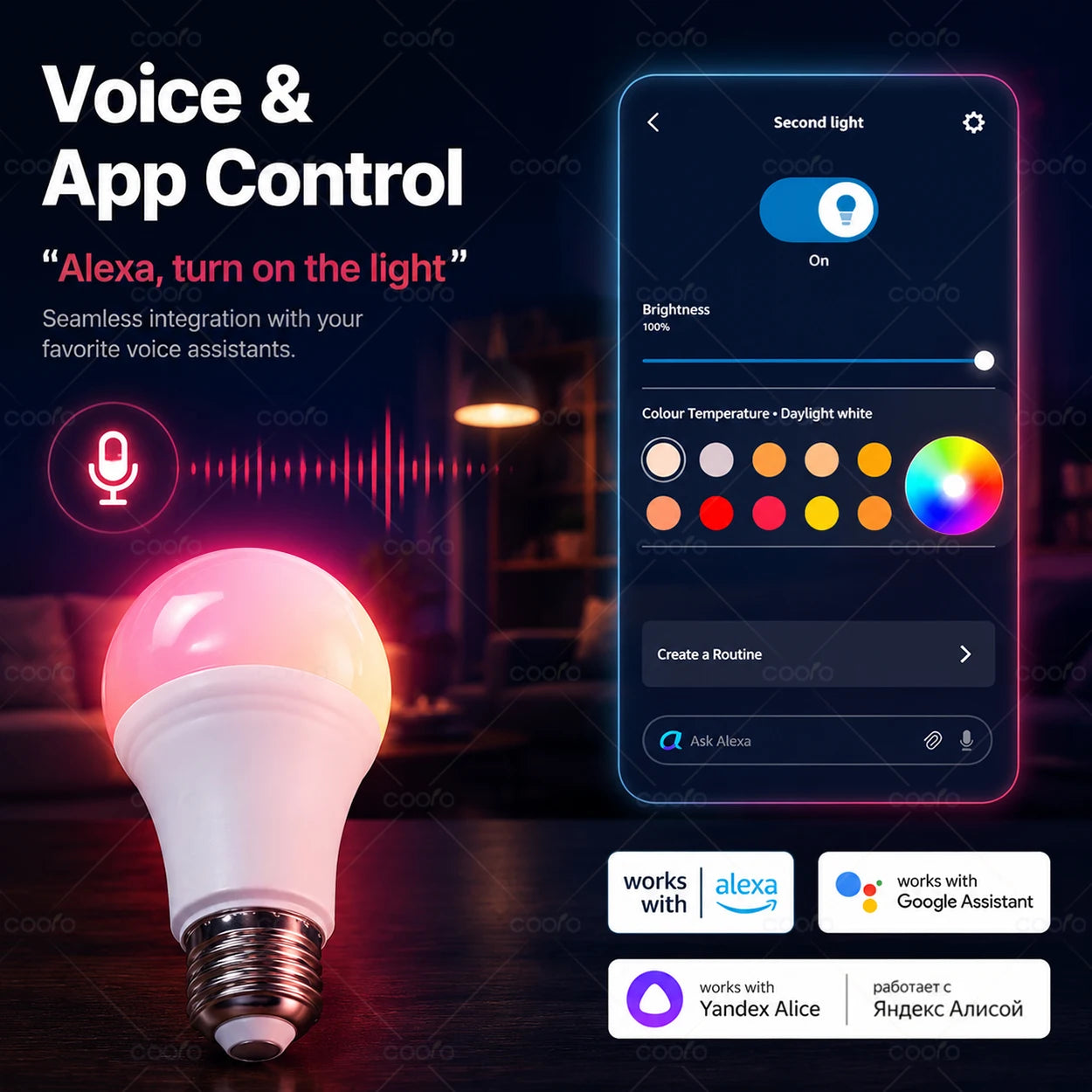Matter WiFi E27 Smart LED Light Bulbs Dimmable RGB+2700K-6500K Lamp Work With Ewelink Apple Home Alexa Google Home Yandex Alice