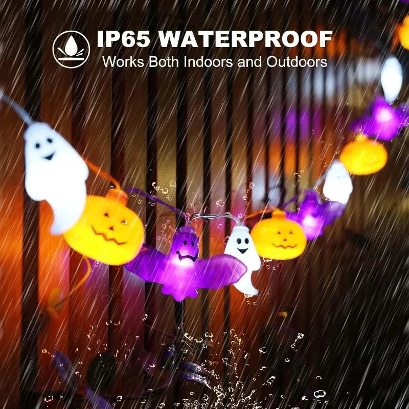 1PC 10/20/40LEDS Halloween String Lights Battery Operated Pumpkin Bat Ghost Indoor Home Courtyard Halloween Decorative Lights