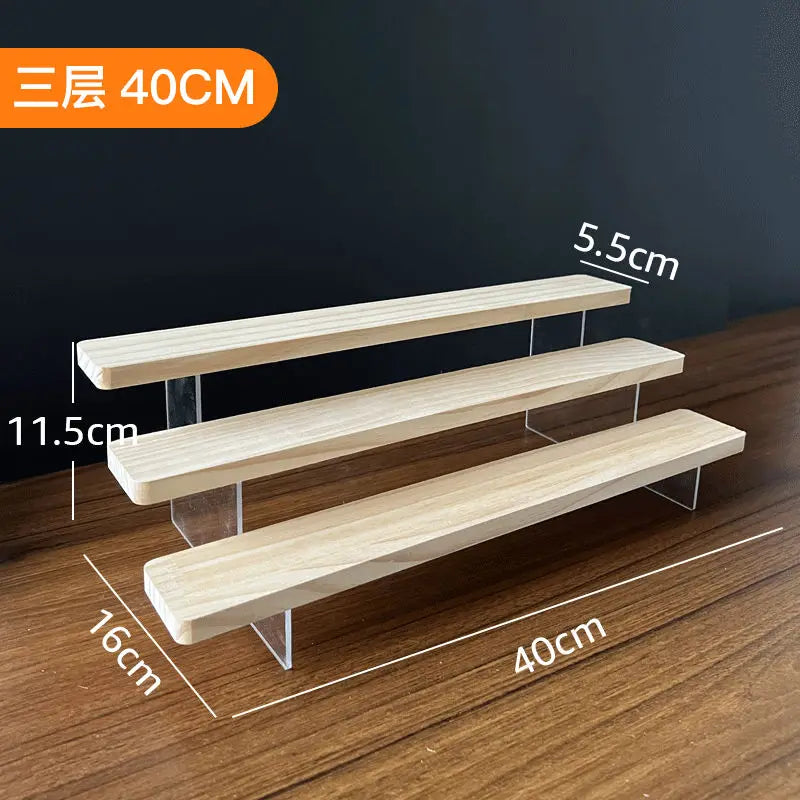 2-5 Layer Sturdy Wooden Acrylic Storage Rack for Blind Box Toys, Perfume Display Stand, Desktop Storage Shelf for Cosmetics