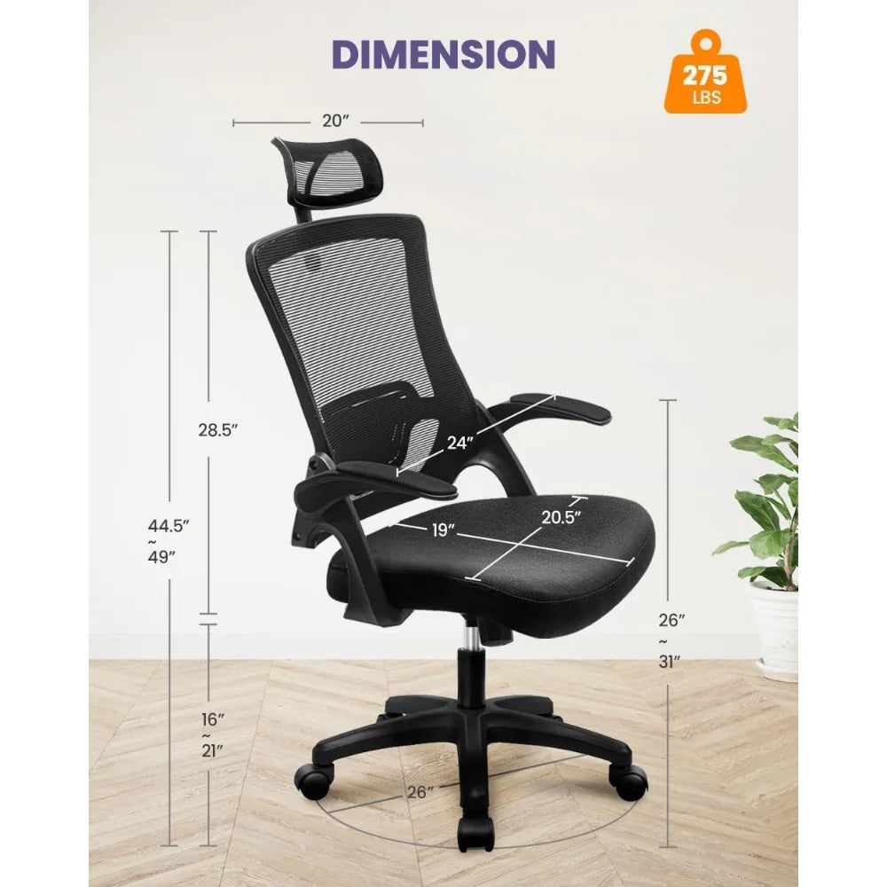 NEO CHAIR Ergonomic Adjustable Home Office Desk Chair High Back Computer Gaming Mesh Chair Comfy Task Adjustable Arms Lumbar