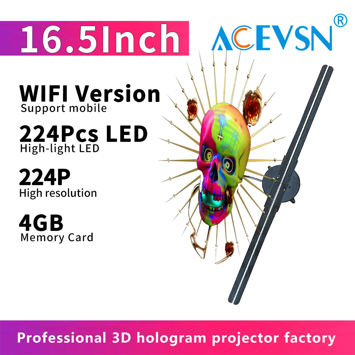 3D Hologram Fan for Advertising/Stage/Wedding Air Floating LED Display, High Brightness Holographic Fan 24H Continuous Working