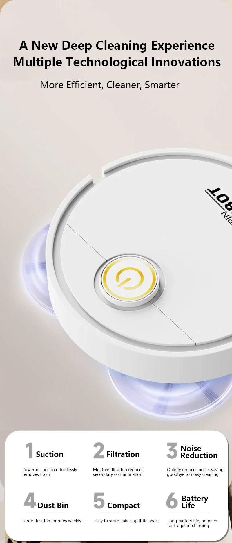 3-in-1 Smart Robot Vacuum Mop USB Rechargeable