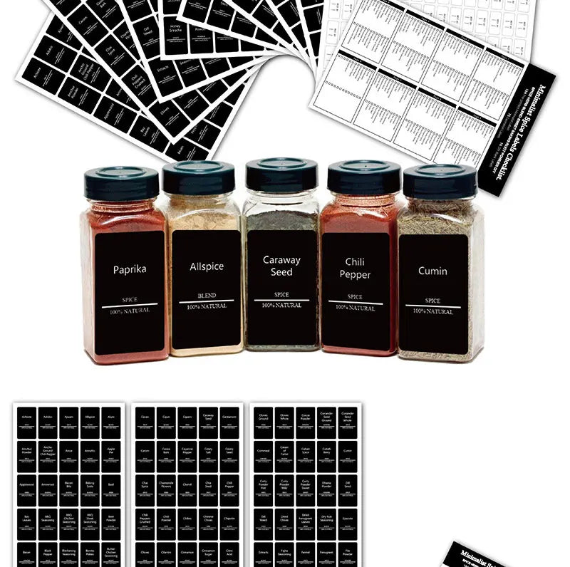 275Pcs Waterproof Preprinted Spice Jar Organizer Labels Set