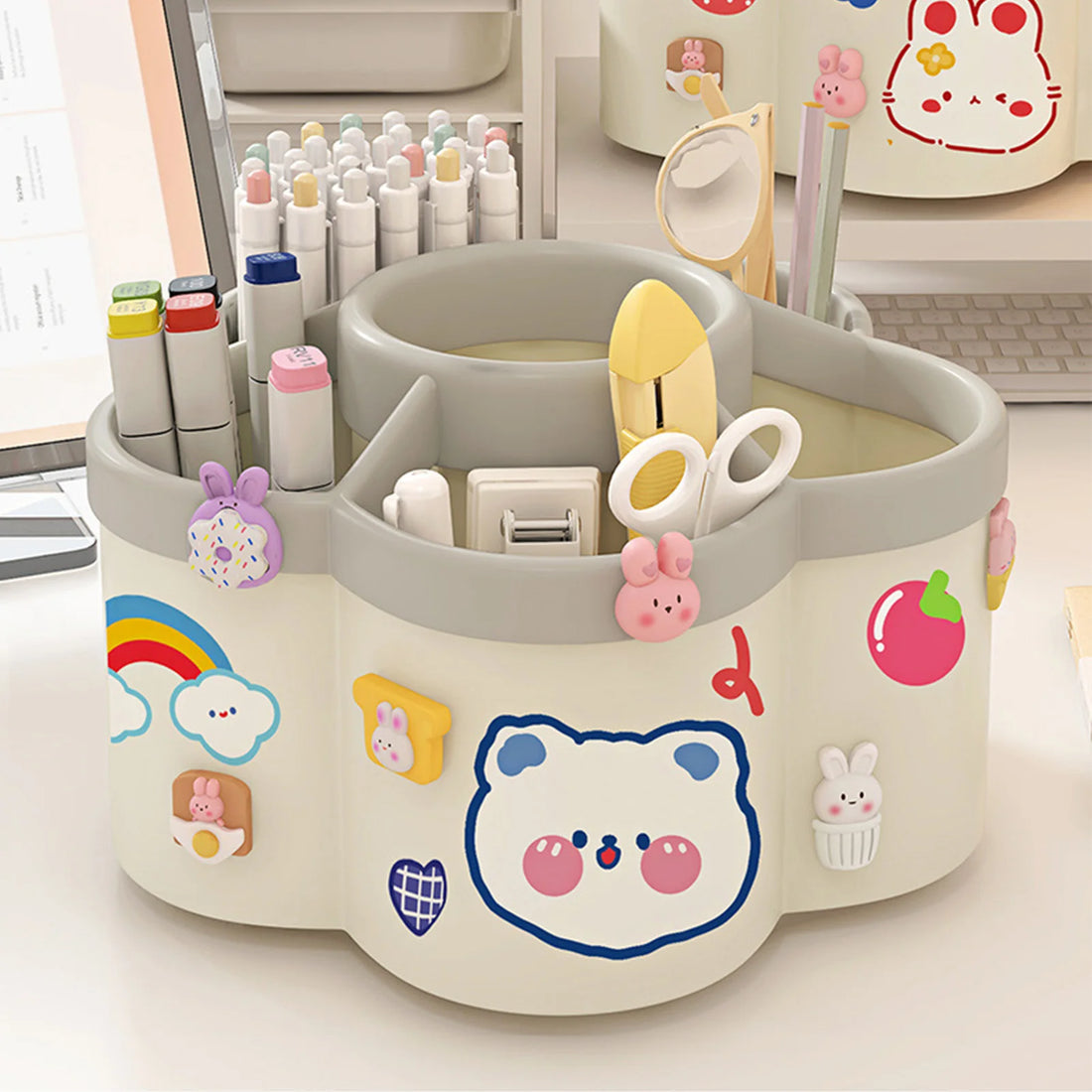 Rotating Pen Holder Desk Organizers Large Capacity Pen Storage Box Cosmetic Brush Organization Box Study Dormitory Accessories