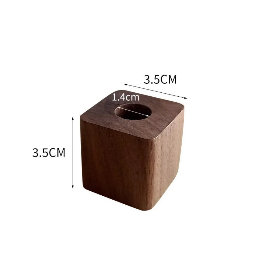 New Walnut Wood Pen Holder Square Space saving Pen Hole Multifunctional Portable Pencil Stand for Desk Stationery Storage