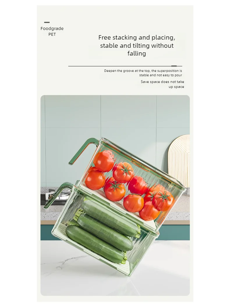 Stackable Freshness-Tracking Fridge Storage Box with Handle & Lid