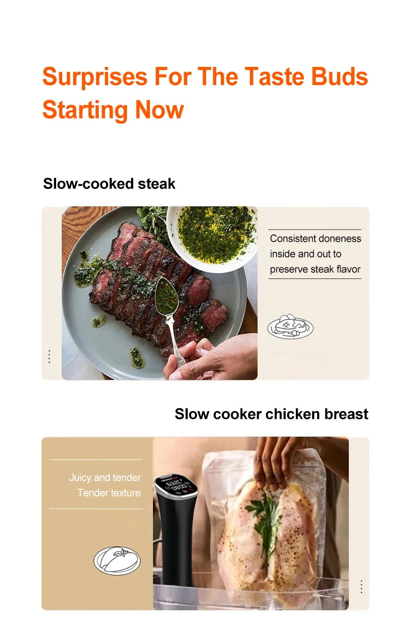 1800W Sous Vide Immersion Cooker LED Waterproof Precision