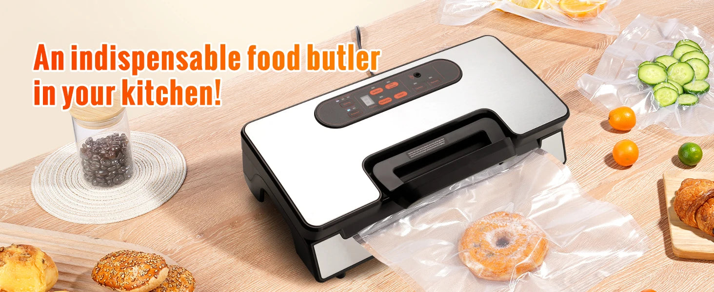 130W 90Kpa Vacuum Sealer Machine with 10 Bags Kitchen