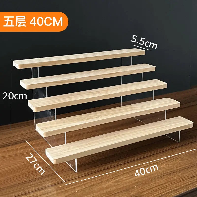 2-5 Layer Sturdy Wooden Acrylic Storage Rack for Blind Box Toys, Perfume Display Stand, Desktop Storage Shelf for Cosmetics