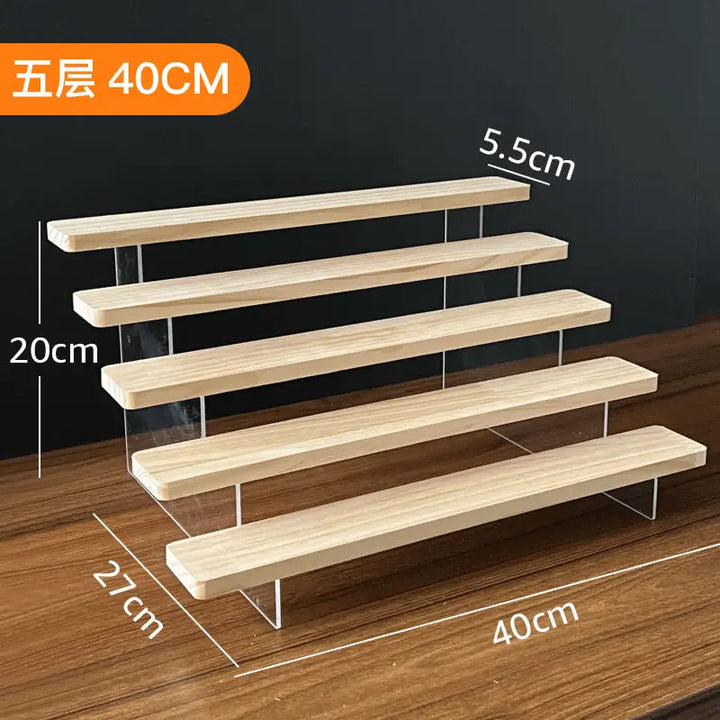 2-5 Layer Sturdy Wooden Acrylic Storage Rack for Blind Box Toys, Perfume Display Stand, Desktop Storage Shelf for Cosmetics