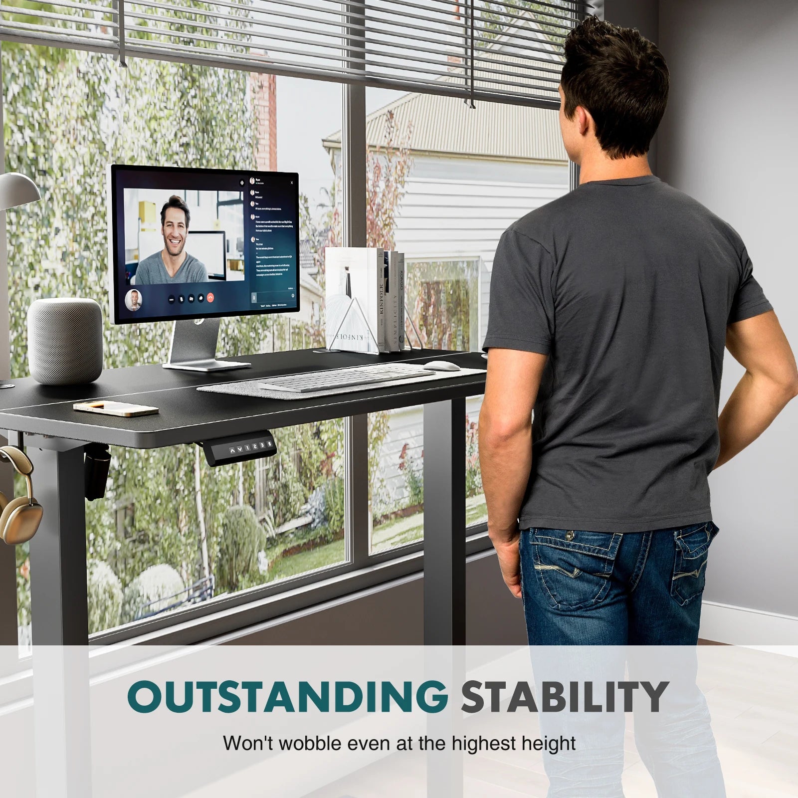 40-Inch Oak Electric Standing Desk for Home Office