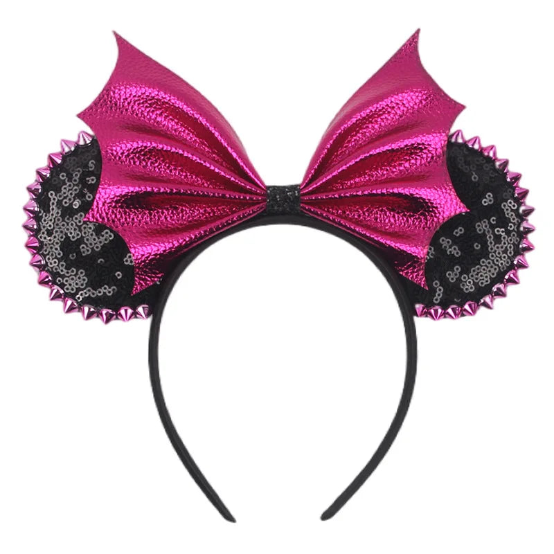 Disney Witch Bat Skeleton Ear Headband For Adults Kids Cosplay Halloween Hairband Women Girls Ghost Bows Party Hair Accessories