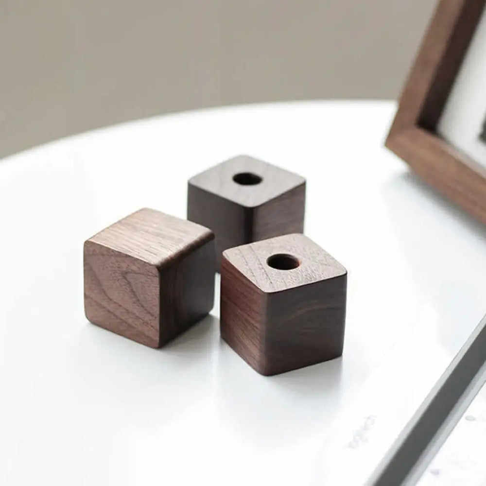New Walnut Wood Pen Holder Square Space saving Pen Hole Multifunctional Portable Pencil Stand for Desk Stationery Storage