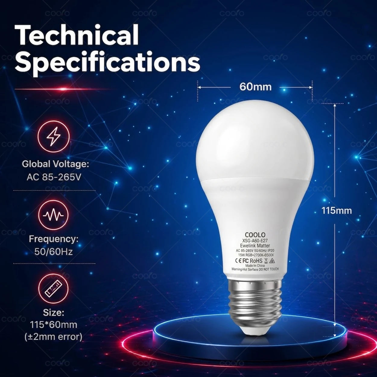 Matter WiFi E27 Smart LED Light Bulbs Dimmable RGB+2700K-6500K Lamp Work With Ewelink Apple Home Alexa Google Home Yandex Alice