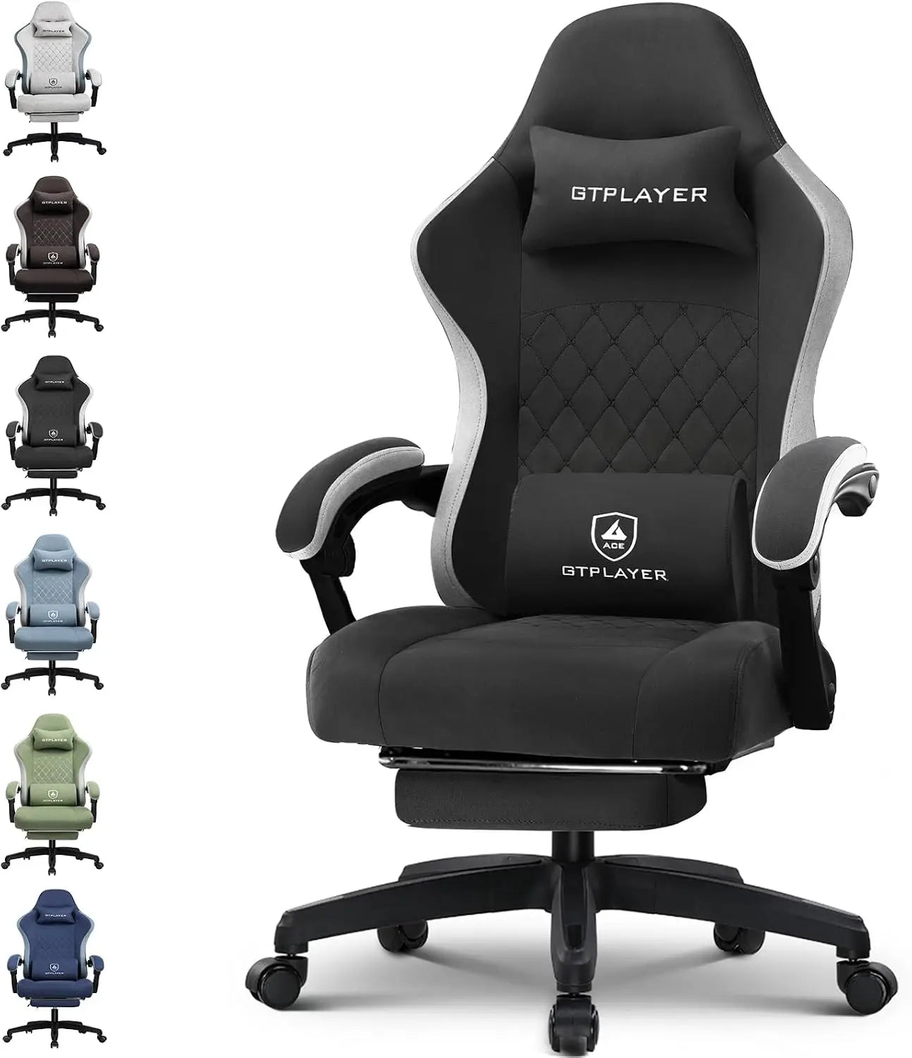 Ergonomic Gaming Chair with Footrest & Lumbar Support