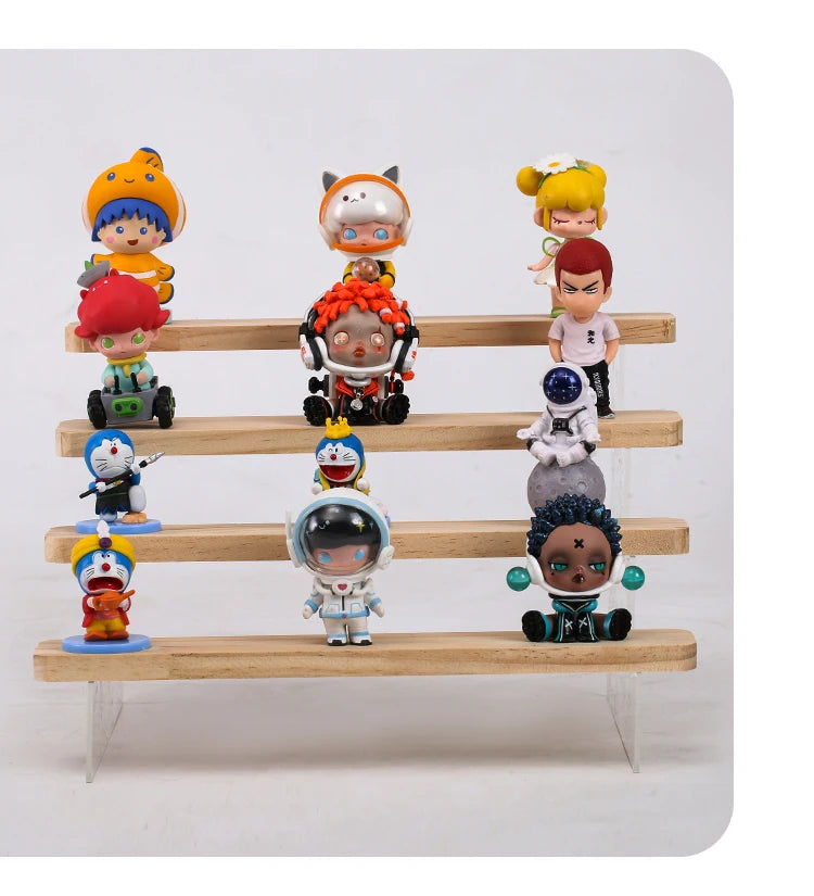 2-5 Layer Sturdy Wooden Acrylic Storage Rack for Blind Box Toys, Perfume Display Stand, Desktop Storage Shelf for Cosmetics