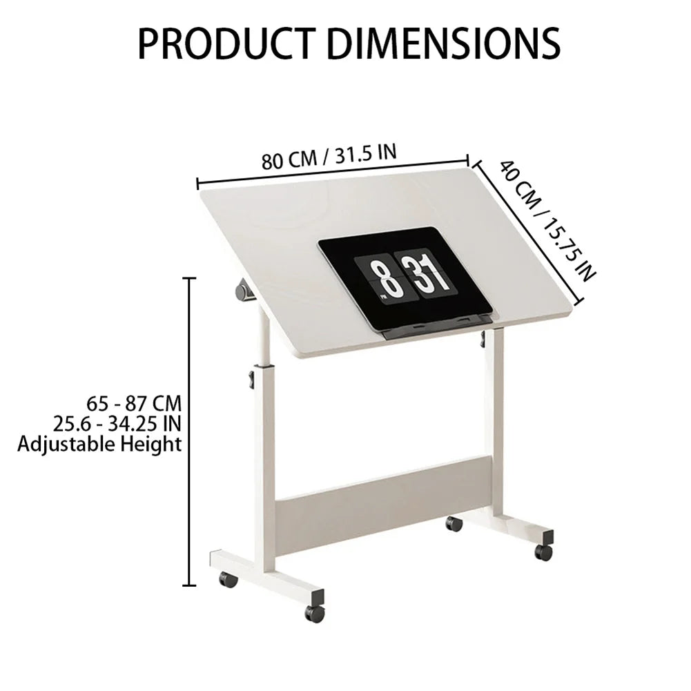 Adjustable Mobile Standing Desk with Wheels – 80x40cm