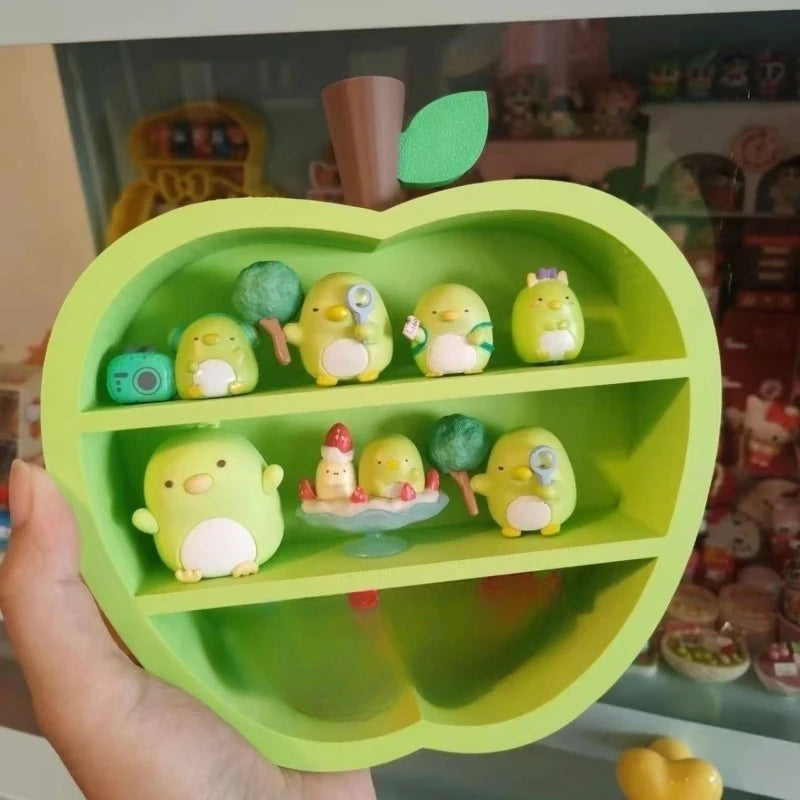 Kawaii Red Apple Mini Display Storage Box Creative Rack Storage Rack Desktop for Trendy Figure Pops Mart Blind Box Wholesales