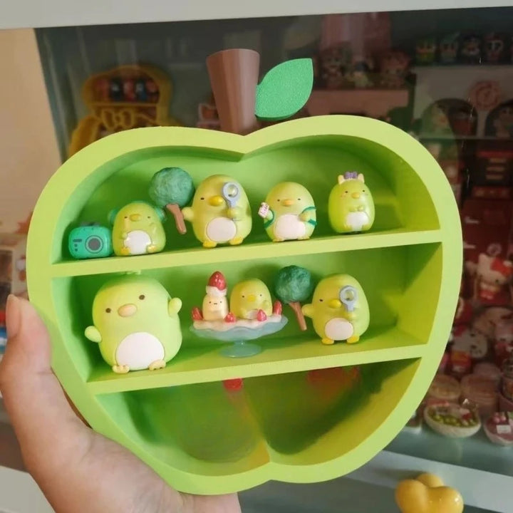 Kawaii Red Apple Mini Display Storage Box Creative Rack Storage Rack Desktop for Trendy Figure Pops Mart Blind Box Wholesales