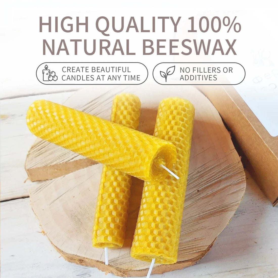10pcs Natural Beeswax Candles – Handmade Luxury Wedding