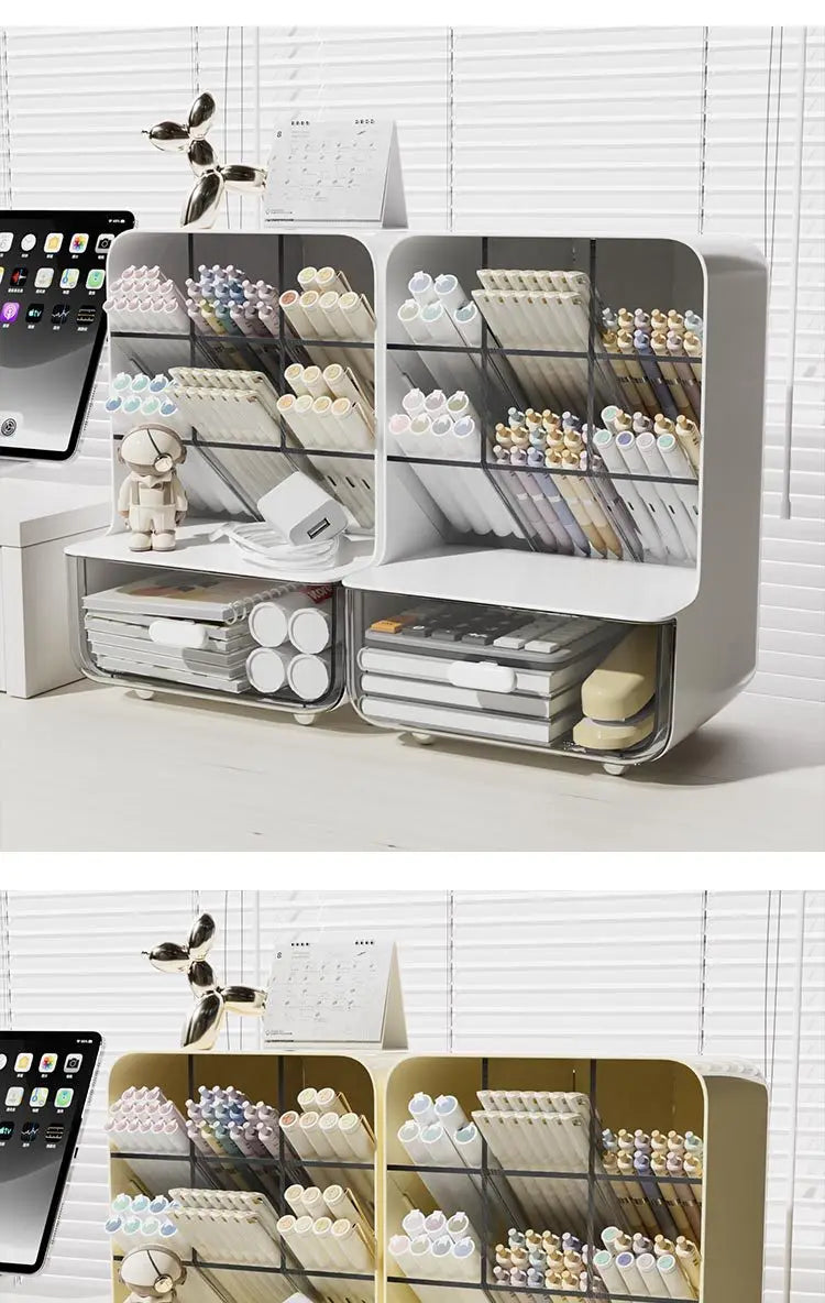 Inclined Pen Holder Student Writing Desk Stationery Storage Box Large Capacity Office Desktop Sundries Rack