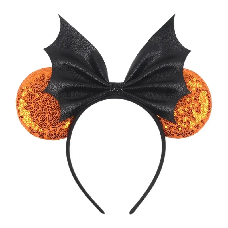 Disney Witch Bat Skeleton Ear Headband For Adults Kids Cosplay Halloween Hairband Women Girls Ghost Bows Party Hair Accessories