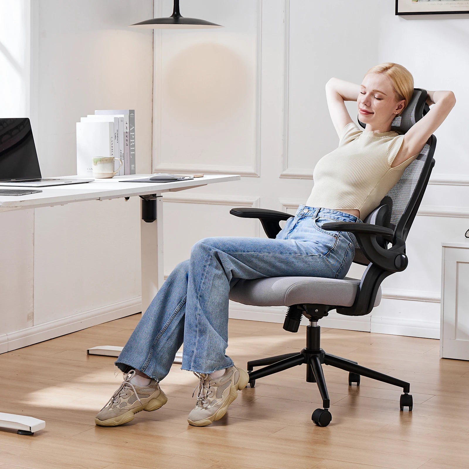 Ergonomic Mesh Office Chair with Flip-Up Arms