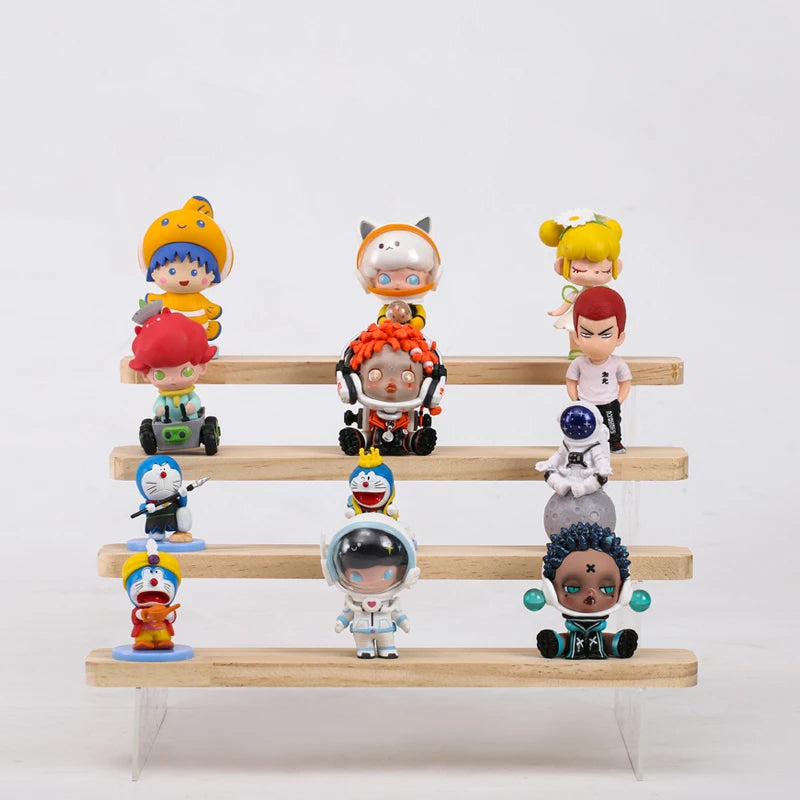 2-5 Layer Sturdy Wooden Acrylic Storage Rack for Blind Box Toys, Perfume Display Stand, Desktop Storage Shelf for Cosmetics