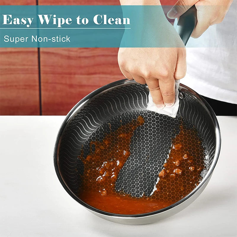 LMETJMA Nonstick Stainless Steel Frying Pan with Lid