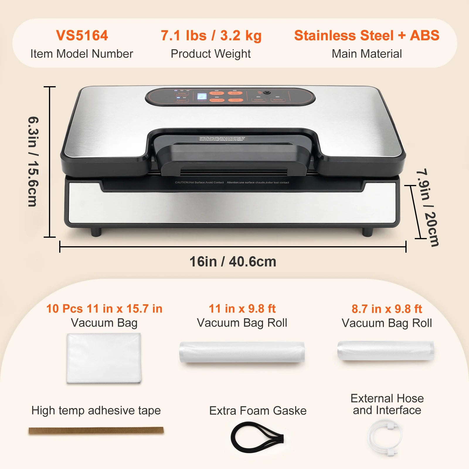 130W 90Kpa Vacuum Sealer Machine with 10 Bags Kitchen