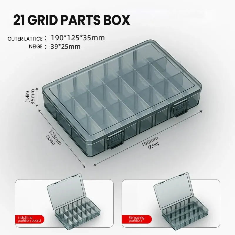 AIRAJ Adjustable Plastic Tool Organizer Box – Screw, Drill Bit & Small Parts Storage Case with Removable Dividers