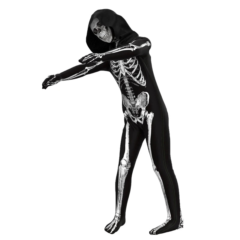 Scary Zombie Costume Cosplay Skeleton Skull Costume Suit Halloween Costume for Kids Adult Carnival Party Dress Up