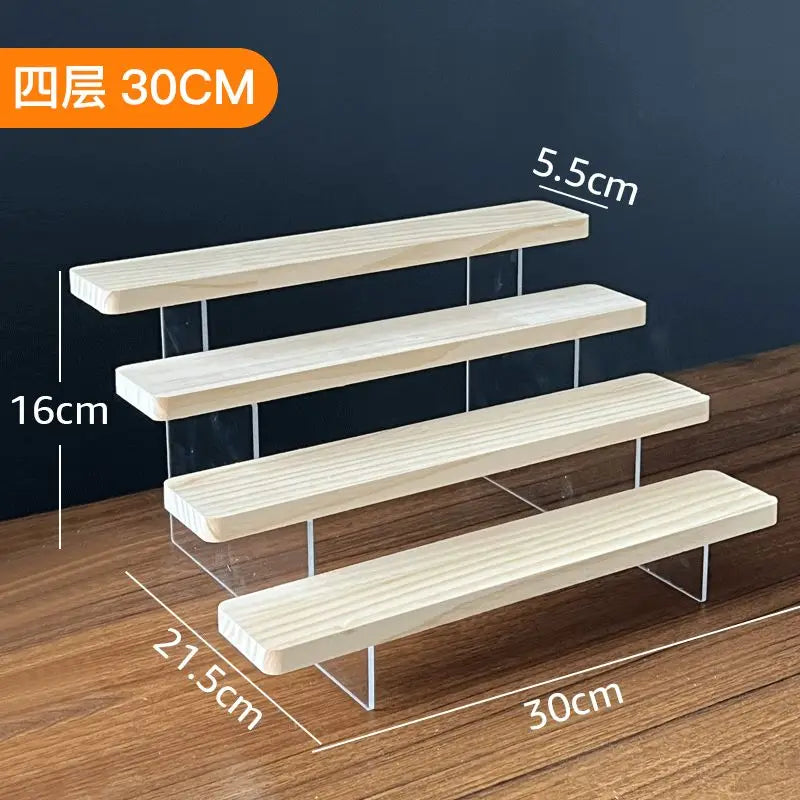 2-5 Layer Sturdy Wooden Acrylic Storage Rack for Blind Box Toys, Perfume Display Stand, Desktop Storage Shelf for Cosmetics