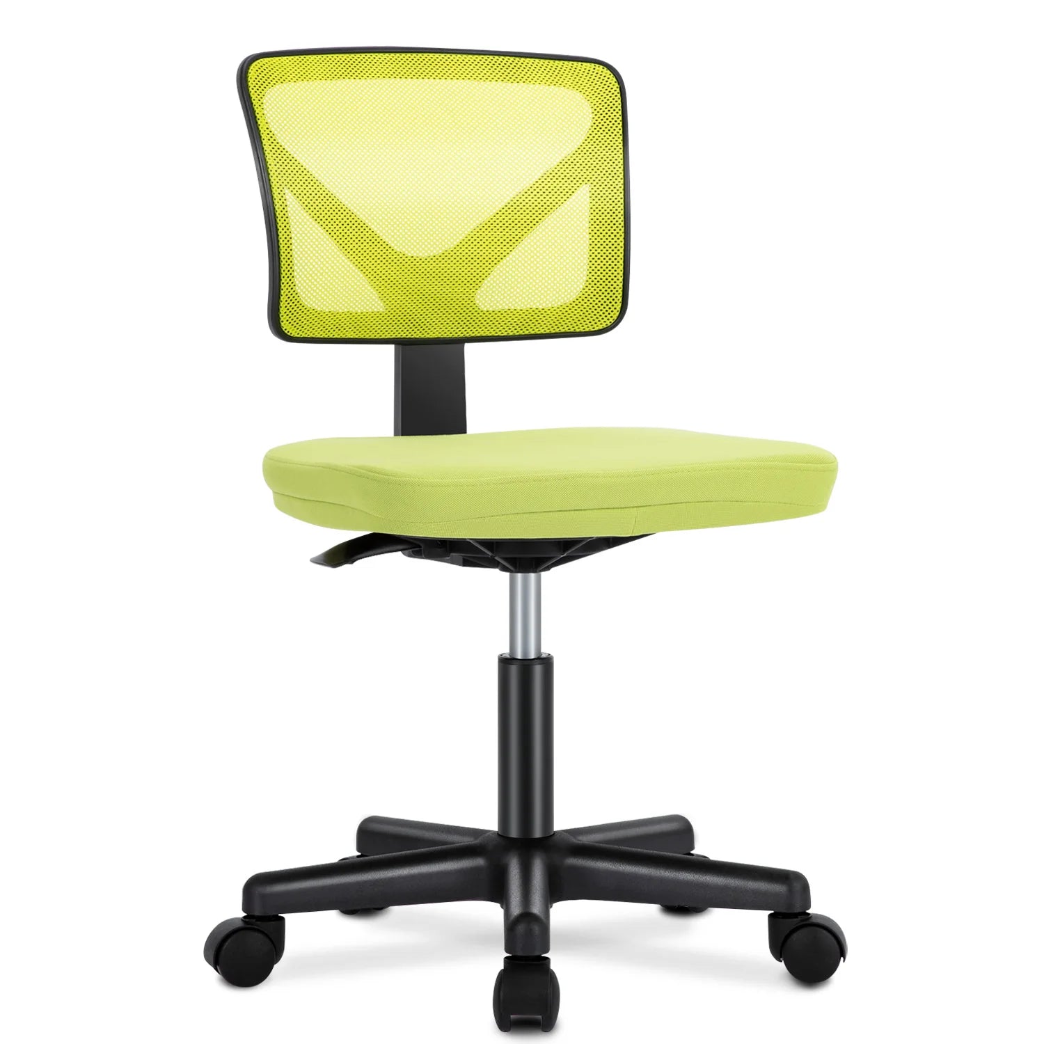 Armless Mesh Office Chair with Lumbar Support & Wheels