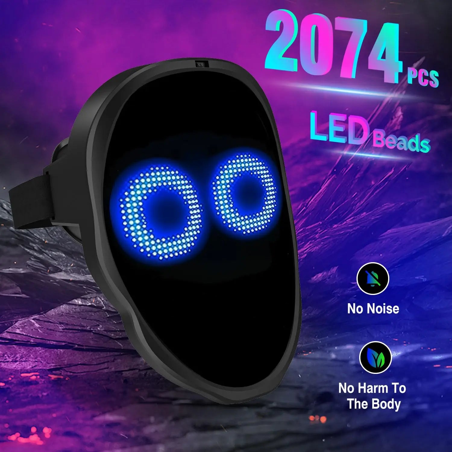 Party LED Light up Mask Gesture Sensing Smart Display LED Face Masks Programmable Bluetooth App Control Transforming Mask