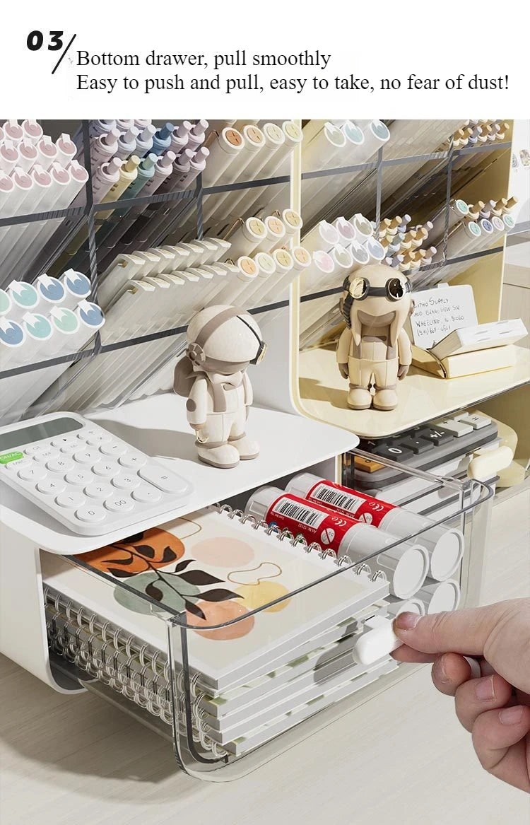 Inclined Pen Holder Student Writing Desk Stationery Storage Box Large Capacity Office Desktop Sundries Rack