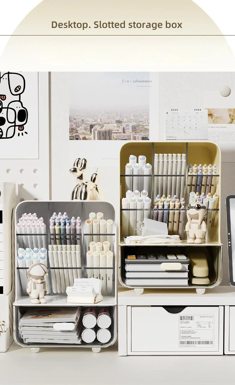 Inclined Pen Holder Student Writing Desk Stationery Storage Box Large Capacity Office Desktop Sundries Rack