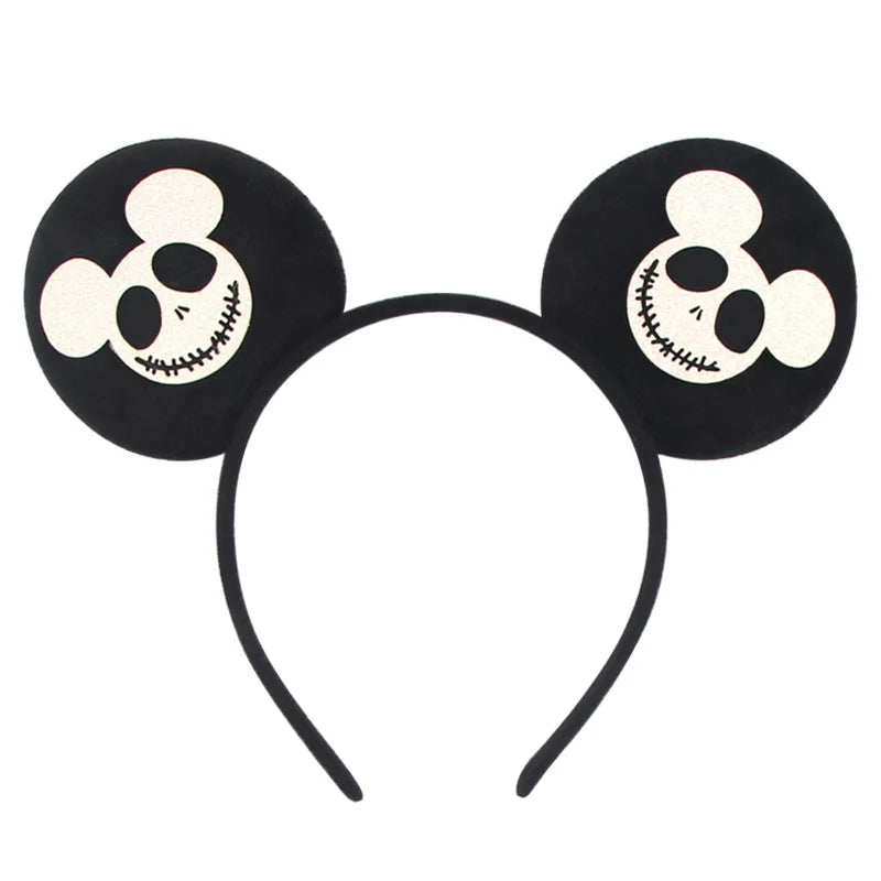 Disney Witch Bat Skeleton Ear Headband For Adults Kids Cosplay Halloween Hairband Women Girls Ghost Bows Party Hair Accessories