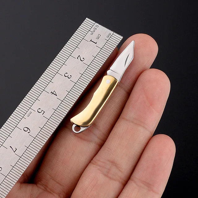Mini Brass Folding Knife Keychain - EDC Survival Cutter