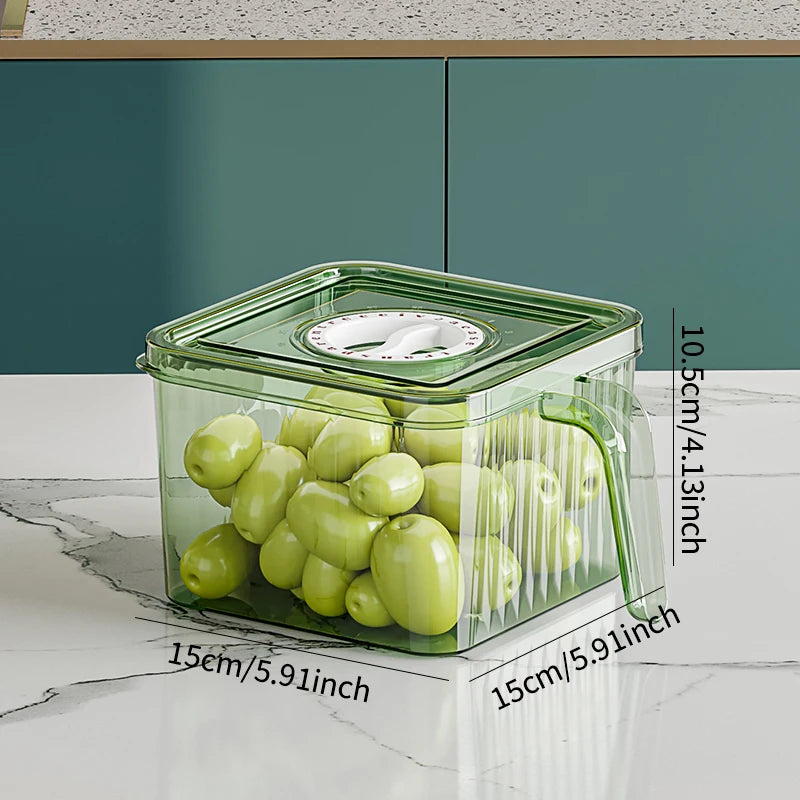 Stackable Freshness-Tracking Fridge Storage Box with Handle & Lid