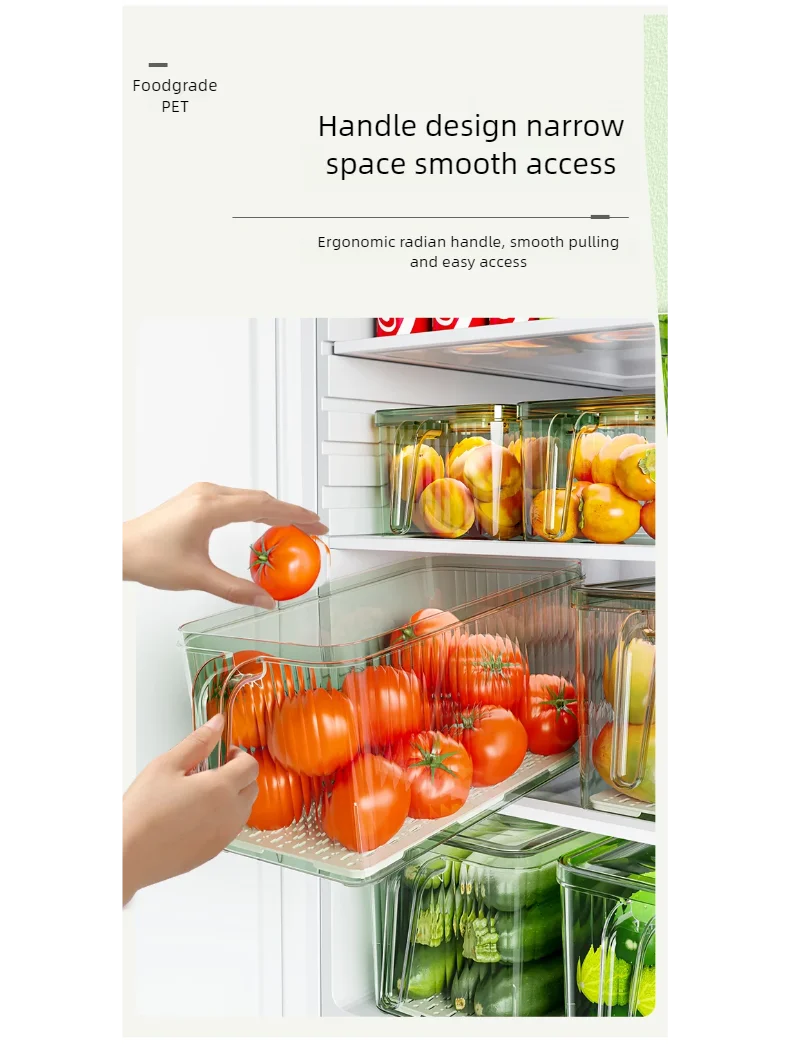 Stackable Freshness-Tracking Fridge Storage Box with Handle & Lid