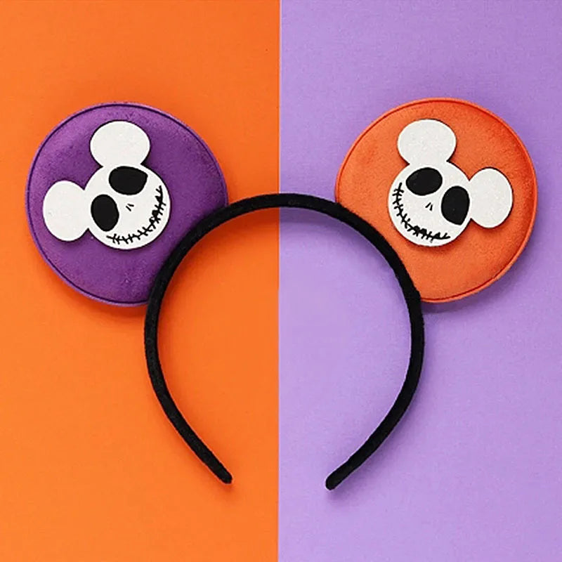 Disney Witch Bat Skeleton Ear Headband For Adults Kids Cosplay Halloween Hairband Women Girls Ghost Bows Party Hair Accessories